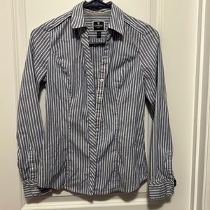 Express XS Blue and White striped button down shirt